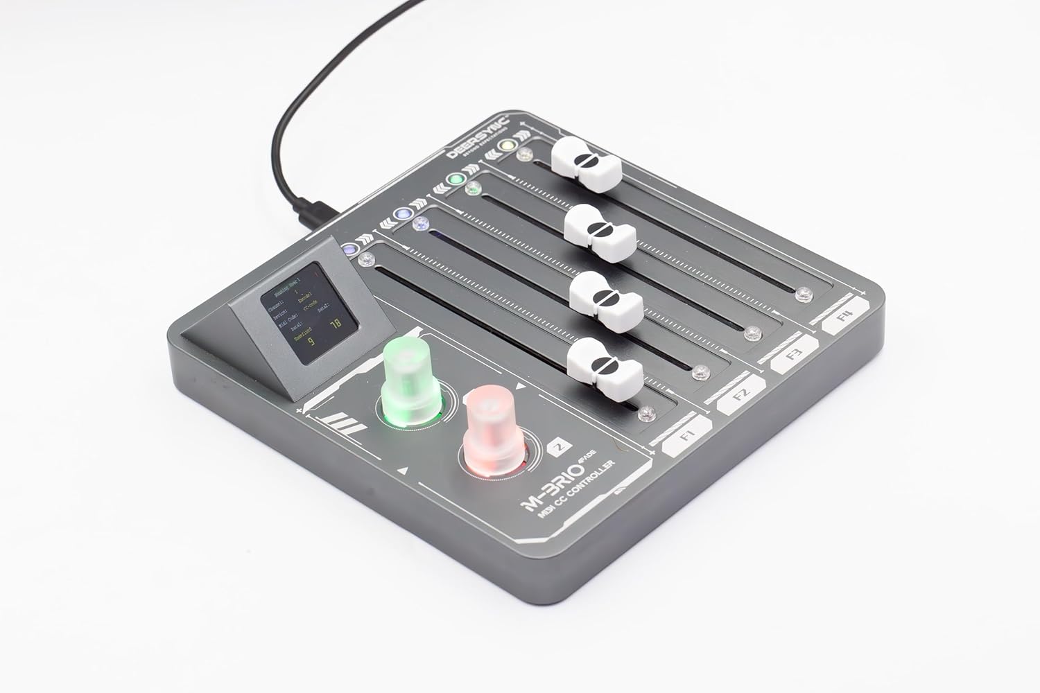 DEERSYNC M-BRIO MIDI CC Controller 2 Faders 8 Encoders