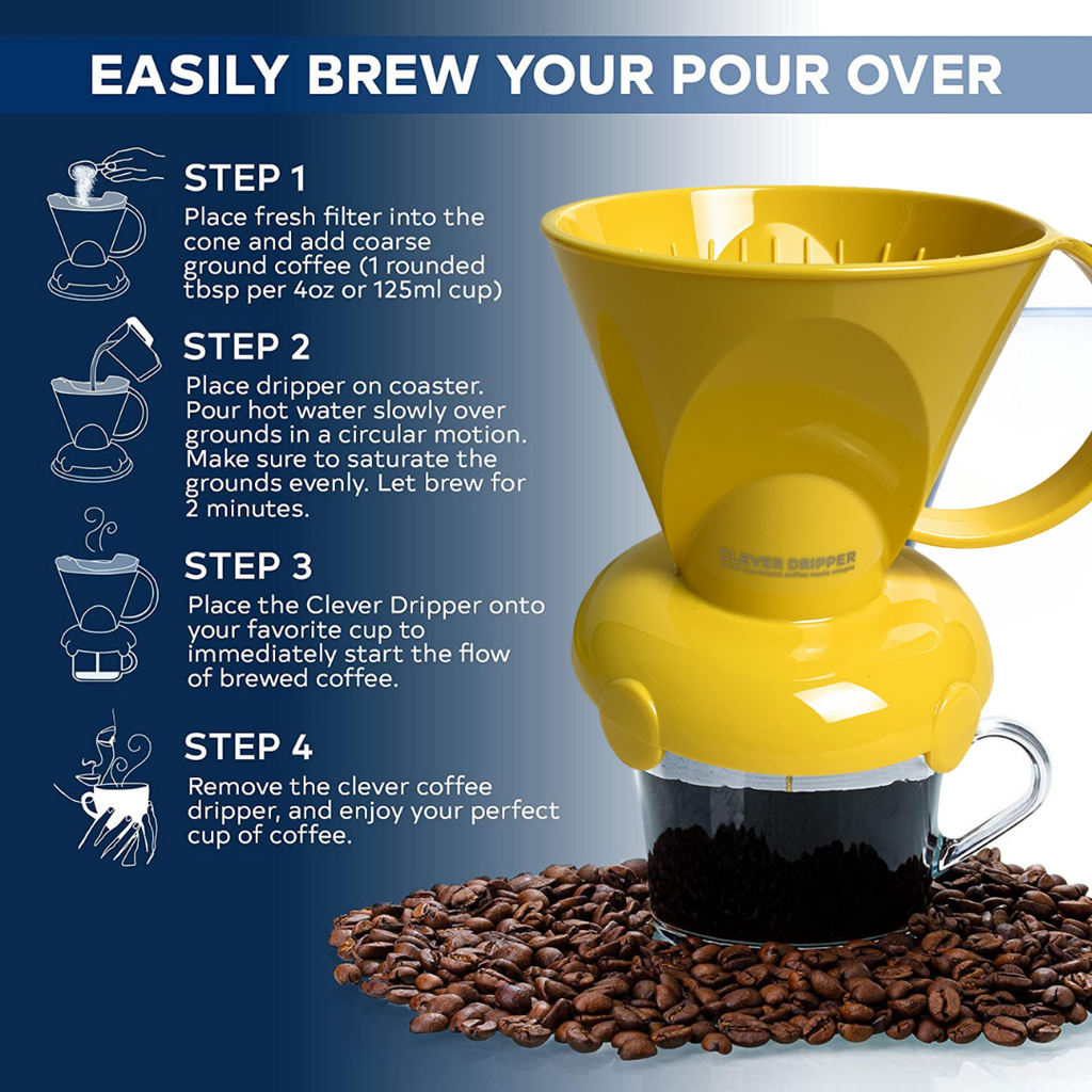 Clever Dripper Coffee Maker York Yellow, BPA Free, HassleFree Brew