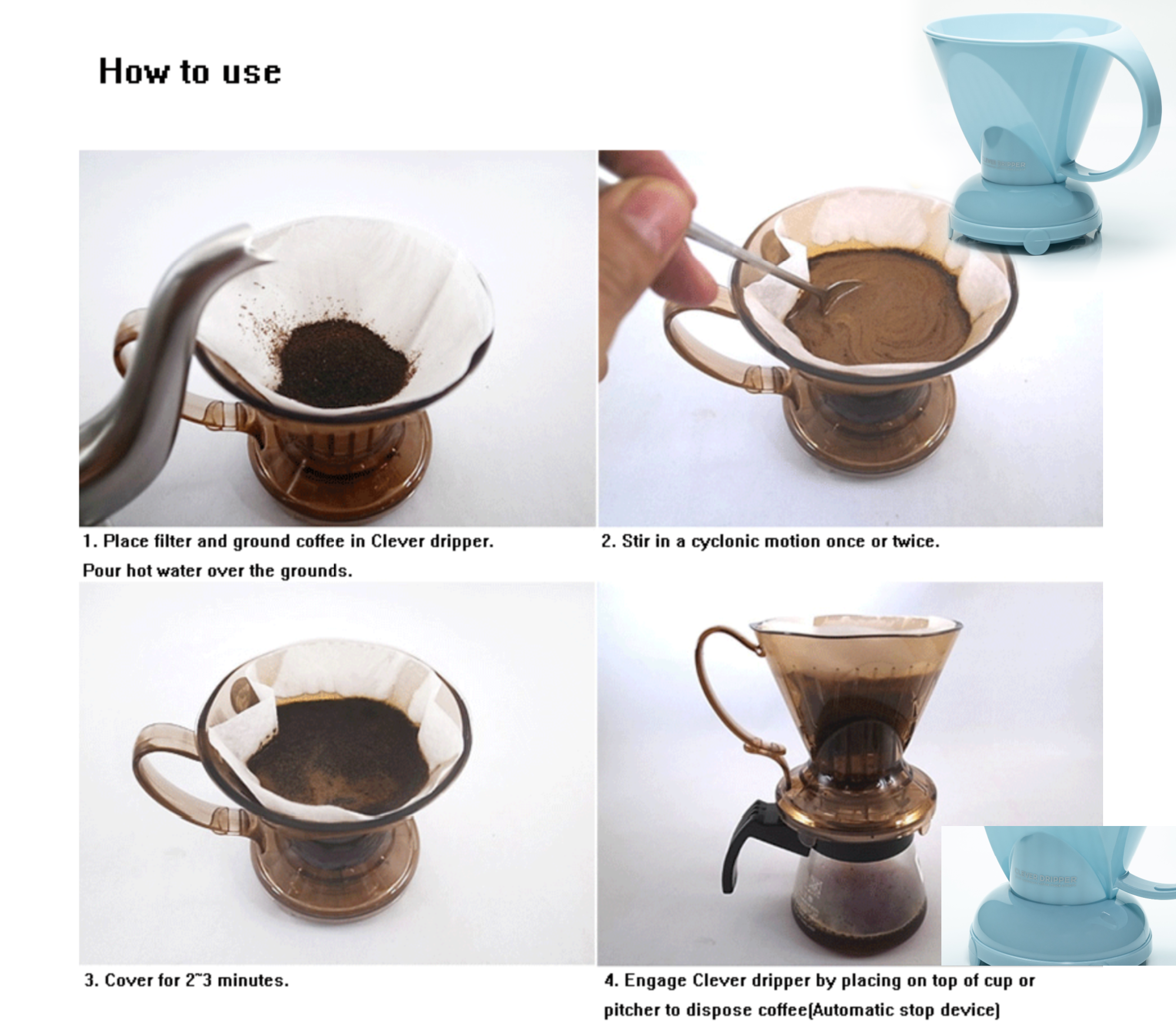 鉢・プランター katachiseisakujyo Dripper M size Clever Dripper® Pour Over Coffee Maker Macaron Blue Hassle
