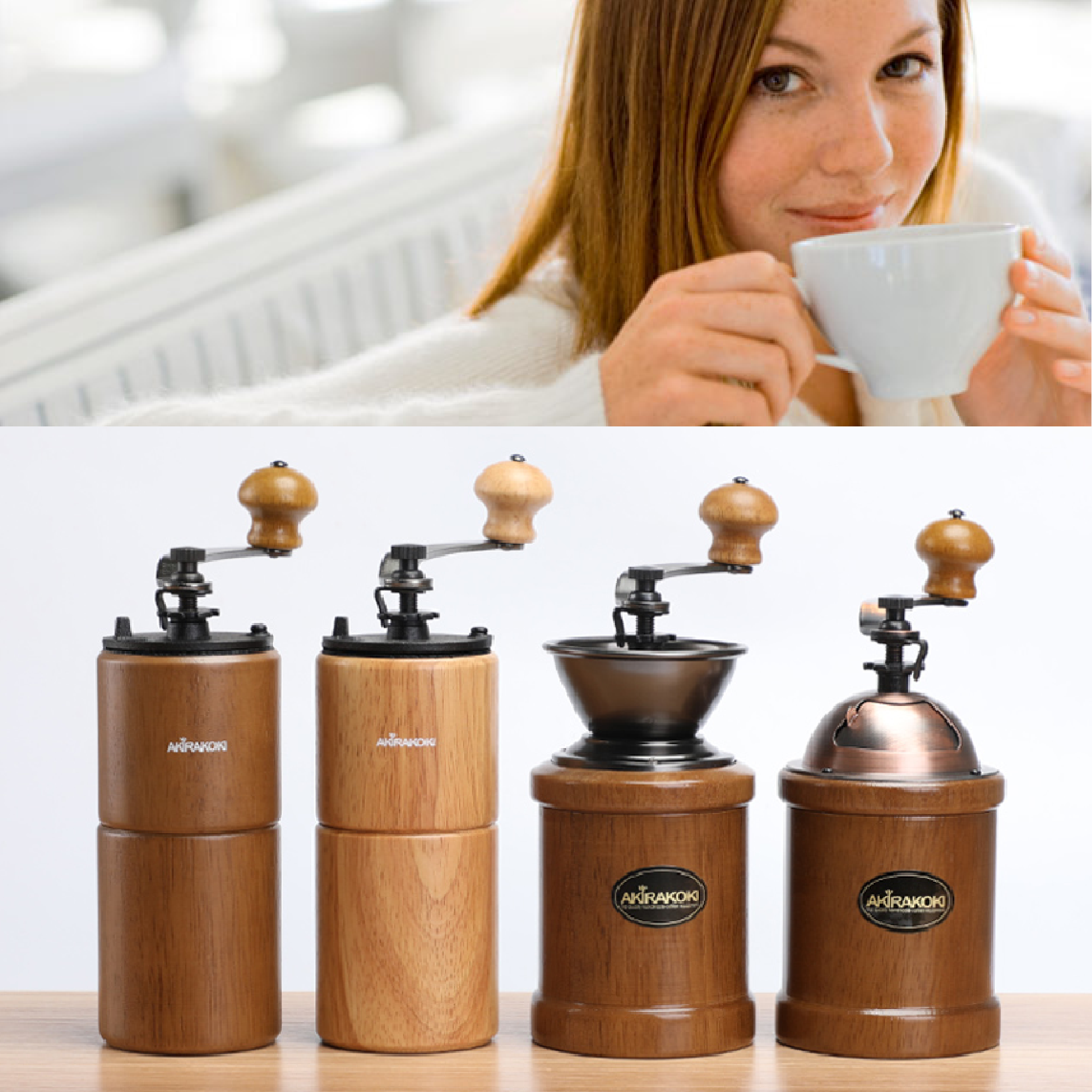 Traditional grinder manual coffee bean grinder manual wood burr