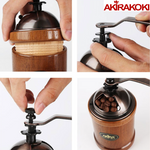 AKIRAKOKI® Manual Coffee Bean Grinder Wooden Mill Cast Iron Burr - A12