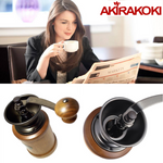 AKIRAKOKI Manual Coffee Bean Grinder - Wooden Mill with Cast Iron Burr - A13