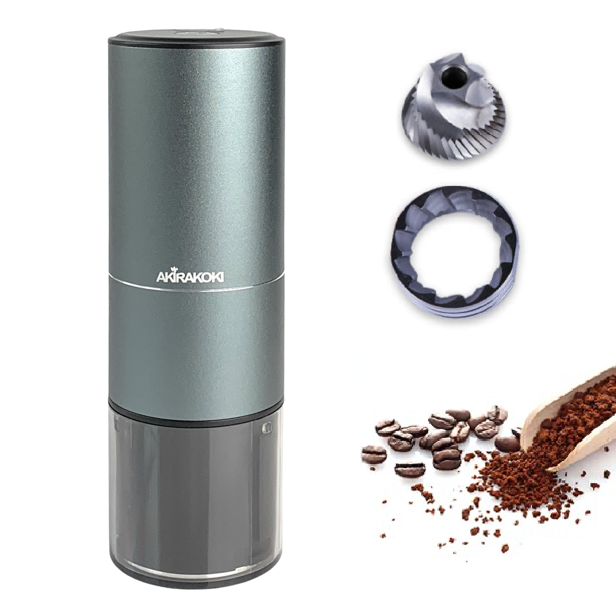Coffee Grinder Electric Espresso Coffee Bean Grinder Stainless Steel  Automatic Portable Rechargeable Coffee Mill-Black 