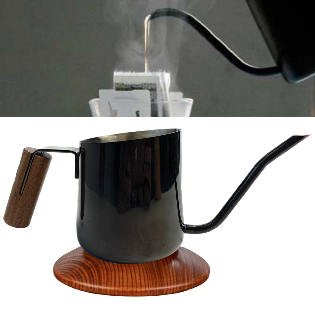 AKIRAKOKI® Spout Drip Kettle Titanium Coated Teak Wood Handle