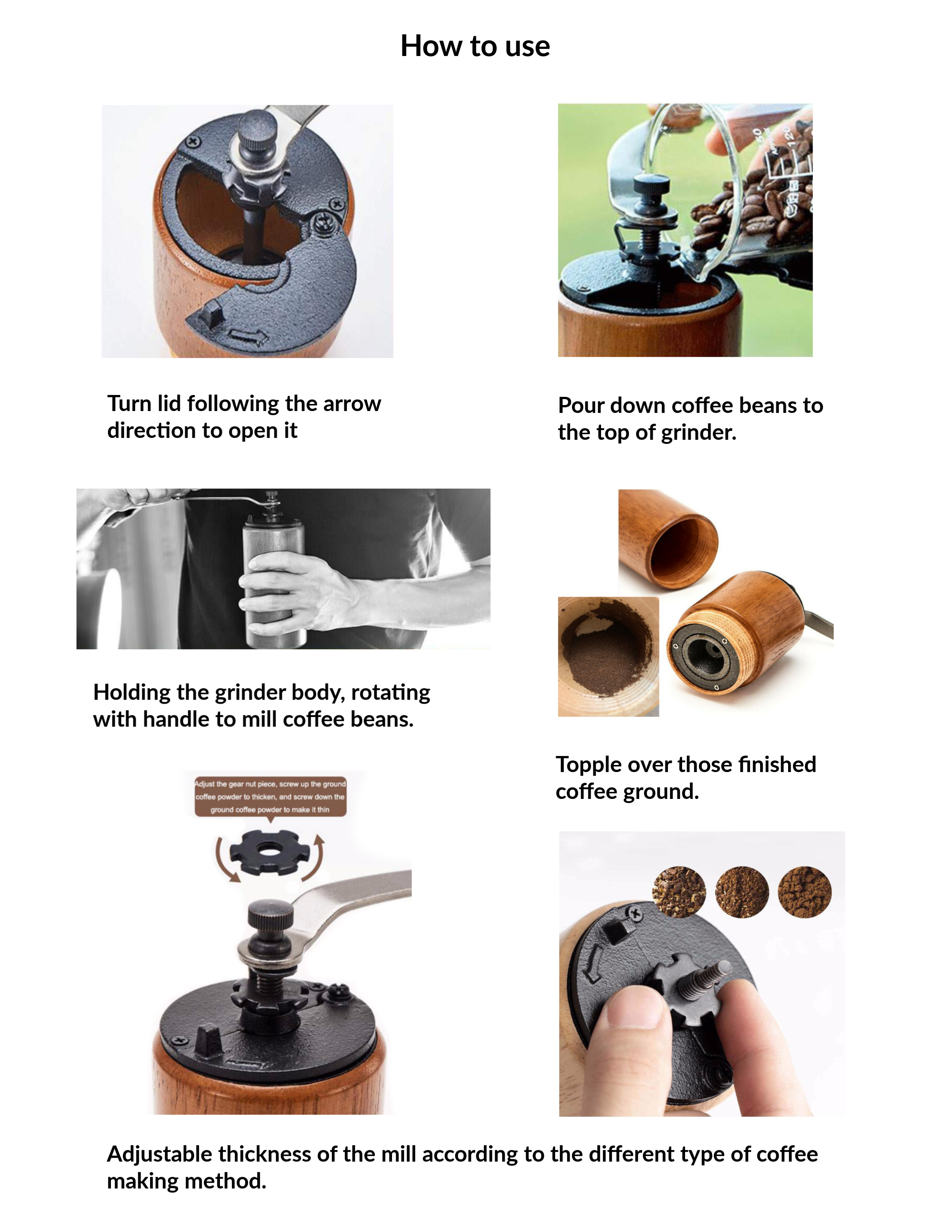 Coffee Bean Grinder Coffee Maker Mill Manual Hand Crank Wooden