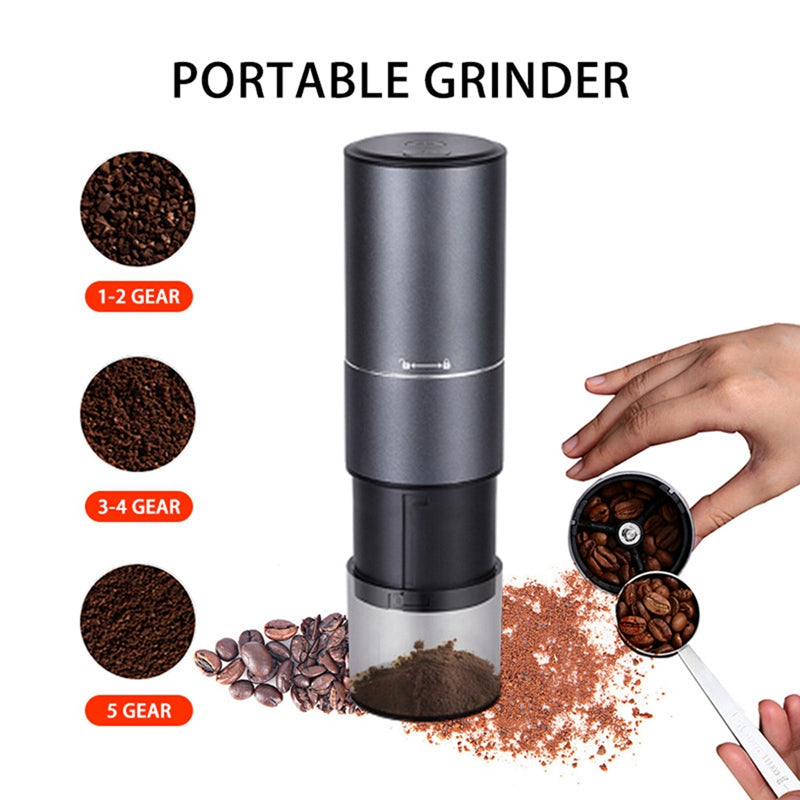 AKIRAKOKI Electric Coffee Grinder, Conical Stainless Steel Precision Forged Burr, USB Rechargeable